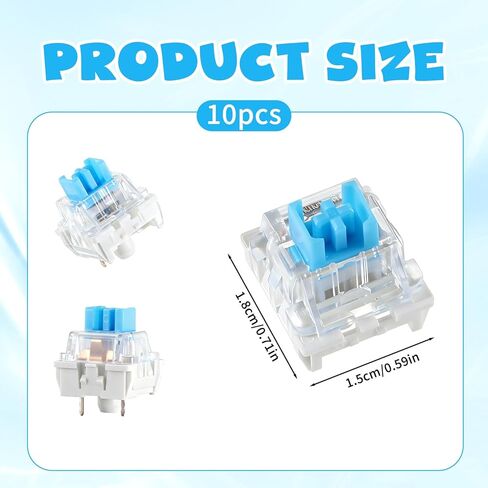 Mechanical Keyboard Switches, 10 Pcs 3 PIN Blue Keyboard Clickers for 3D Prints Replacement Dustproof Keyboard Switch for Most Gaming Keyboards in Saudi Arabia