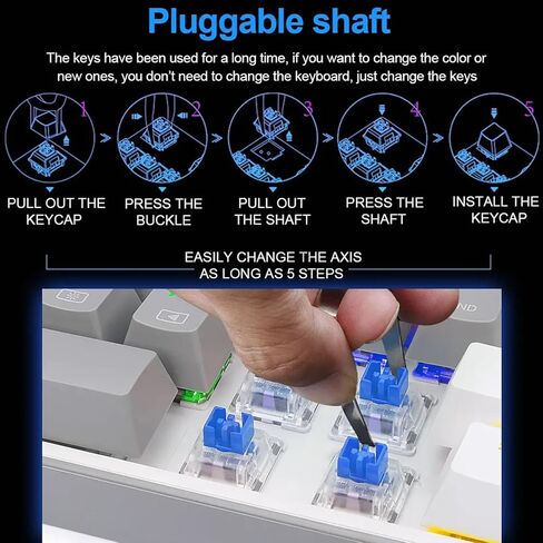 أداة النقر على لوحة المفاتيح، 50 قطعة من المفاتيح الزرقاء، أدوات النقر للمطبوعات ثلاثية الأبعاد، استبدال 3 دبابيس لوحة المفاتيح، مفاتيح لوحة المفاتيح Clicky للوحة مفاتيح الألعاب الميكانيكية LED in Kuwait