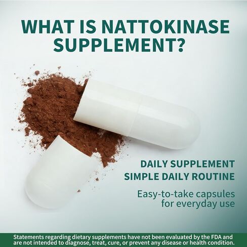 مكمل Nattokinase 5000FU لكل حصة، خالي من الغلوتين، غير معدل وراثيًا، 60 كبسولة in Kuwait