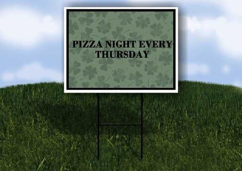 Pizza Night Every Thursday St. Patrick'S Day Irish Dark Clover Directional Arrows A-Frame Double Sided 23x23 in. sign in Saudi Arabia