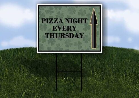 Pizza Night Every Thursday St. Patrick'S Day Irish Dark Clover Directional Arrows A-Frame Double Sided 23x23 in. sign in Saudi Arabia