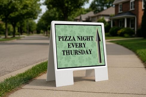 Pizza Night Every Thursday St. Patrick'S Day Irish Dark Clover Directional Arrows A-Frame Double Sided 23x23 in. sign in Saudi Arabia