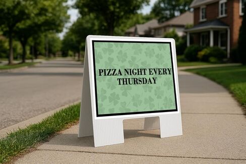 Pizza Night Every Thursday St. Patrick'S Day Irish Dark Clover Directional Arrows A-Frame Double Sided 23x23 in. sign in Saudi Arabia