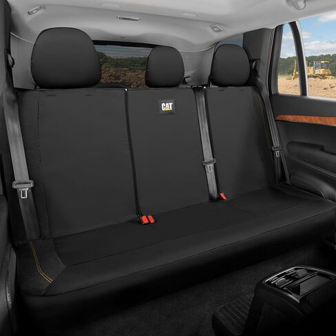 CAT PU Leather Rear Bench Seat Cover – Black, 60/40 Split Fit for Cars, Trucks, SUVs – Waterproof, Scratch-Resistant, Semi-Universal Fit Rear Seat Protector for Most Auto Interior – Easy Install in Saudi Arabia