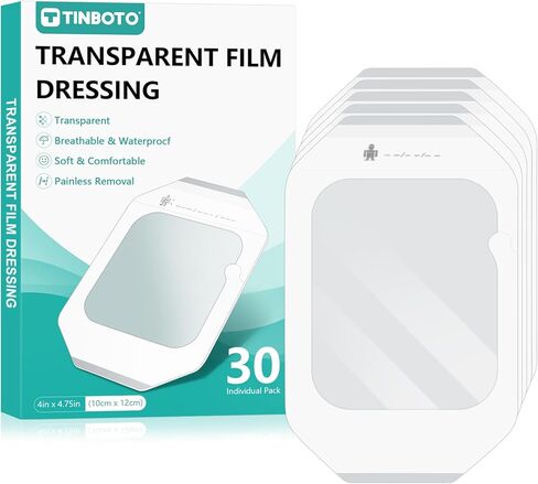 Transparent Film Dressing, 4" x 4.75" (30 Pack), Waterproof Clear Adhesive Bandages for Wound Care, IV Shield & Tattoo Aftercare in Saudi Arabia
