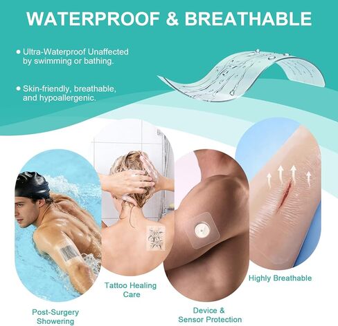 Transparent Film Dressing, 4" x 4.75" (30 Pack), Waterproof Clear Adhesive Bandages for Wound Care, IV Shield & Tattoo Aftercare in Saudi Arabia