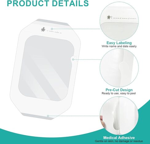 Transparent Film Dressing, 4" x 4.75" (30 Pack), Waterproof Clear Adhesive Bandages for Wound Care, IV Shield & Tattoo Aftercare in Saudi Arabia