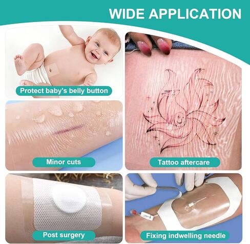 Transparent Film Dressing, 4" x 4.75" (30 Pack), Waterproof Clear Adhesive Bandages for Wound Care, IV Shield & Tattoo Aftercare in Saudi Arabia