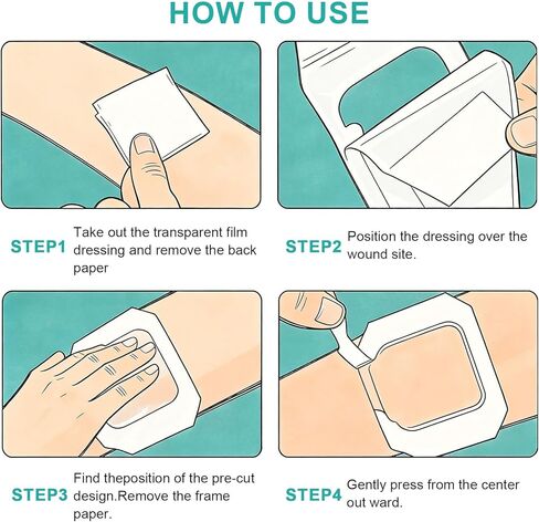 Transparent Film Dressing, 4" x 4.75" (30 Pack), Waterproof Clear Adhesive Bandages for Wound Care, IV Shield & Tattoo Aftercare in Saudi Arabia
