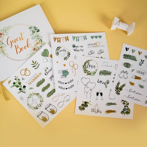 Wedding Stickers for Scrapbooking, 8 Sheets 200+ Pcs Romantic Anniversary Wedding Scrapbook Stickers for Scrapbook Planners, Self-Adhesive Waterproof Bridal Supplies for Bottles Laptops in Kuwait