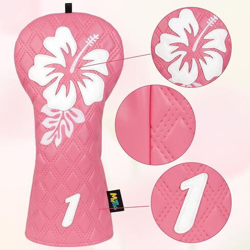 mytag Pink Golf Club Head Covers 4 Pack, Hibiscus Flowers Golf Headcovers Set with Patch & Embroidery Driver 3/5 Wood Hybrids/Rescue Covers in Kuwait