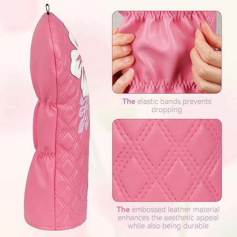 mytag Pink Golf Club Head Covers 4 Pack, Hibiscus Flowers Golf Headcovers Set with Patch & Embroidery Driver 3/5 Wood Hybrids/Rescue Covers in Kuwait