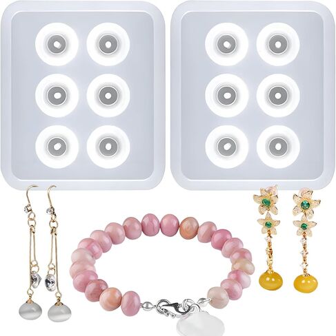 Silicone Jewelry with Hole Molds, 6 Cavity Round Beads, for Jewelry, Polymer Clay, Soap Making, Cabochon Gemstone DIY Crafting Projects in Kuwait