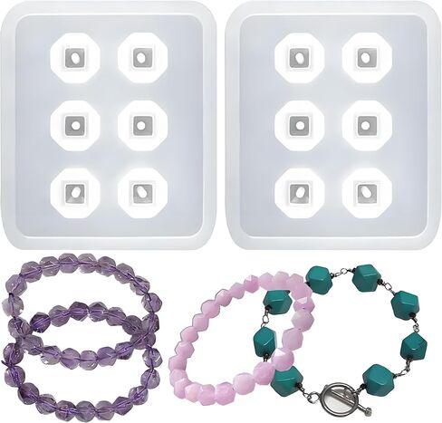 Silicone Jewelry with Hole Molds, 6 Cavity Round Beads, for Jewelry, Polymer Clay, Soap Making, Cabochon Gemstone DIY Crafting Projects in Saudi Arabia