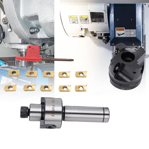 Luocute Lather End Milling Cutter, 400R 50 22 4T Face End Mill Set 4 Flute Face Mill Cutter with 10 APMT1604 Carbide Inserts for CNC Lathe for Heavy Duty CNC Milling in Saudi Arabia