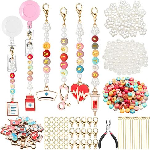 Suncalla 653 PCS DIY Nurse -keychain Making Kit Clip ممرضة ممرضة على سحر شارة بكرة الشارة للمساعد الطبي الطبيب إكسسوارات عمل زميل في العمل in Kuwait