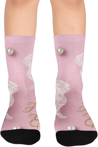 جوارب المشي لمسافات طويلة باللون الوردي لعيد الفصح - جوارب شتوية حرارية سميكة دافئة للأطفال الصغار للأولاد والبنات للمدرسة، والارتداء اليومي والأنشطة الخارجية in Kuwait