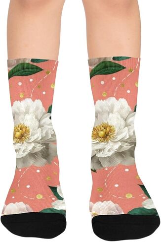 جوارب الفاوانيا الذهبية المنقطة البيضاء للمشي لمسافات طويلة - جوارب شتوية حرارية سميكة دافئة للأولاد والبنات للمدرسة، والارتداء اليومي والأنشطة الخارجية in Kuwait