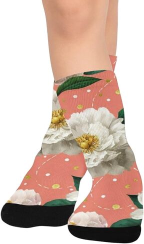 جوارب الفاوانيا الذهبية المنقطة البيضاء للمشي لمسافات طويلة - جوارب شتوية حرارية سميكة دافئة للأولاد والبنات للمدرسة، والارتداء اليومي والأنشطة الخارجية in Kuwait