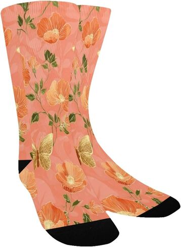 جوارب المشي لمسافات طويلة على شكل فراشة من زهرة الخوخ المرجاني - جوارب شتوية حرارية سميكة دافئة للأولاد والبنات الصغار للمدرسة، والارتداء اليومي والأنشطة الخارجية in Kuwait