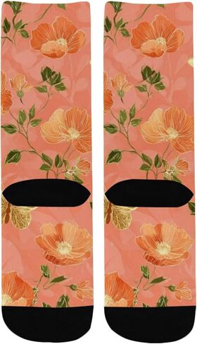 جوارب المشي لمسافات طويلة على شكل فراشة من زهرة الخوخ المرجاني - جوارب شتوية حرارية سميكة دافئة للأولاد والبنات الصغار للمدرسة، والارتداء اليومي والأنشطة الخارجية in Kuwait