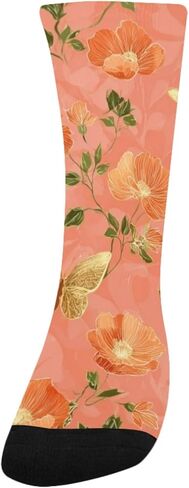 جوارب المشي لمسافات طويلة على شكل فراشة من زهرة الخوخ المرجاني - جوارب شتوية حرارية سميكة دافئة للأولاد والبنات الصغار للمدرسة، والارتداء اليومي والأنشطة الخارجية in Kuwait