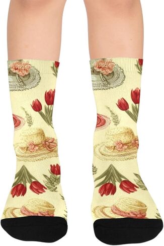 جوارب Fern Tulip Art باللون الأصفر للمشي لمسافات طويلة - جوارب شتوية حرارية سميكة دافئة للأولاد والبنات للمدرسة، والارتداء اليومي والأنشطة الخارجية in Kuwait