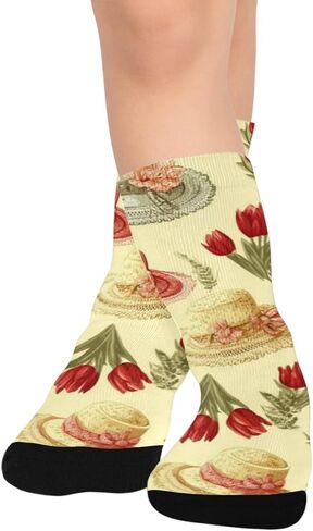 جوارب Fern Tulip Art باللون الأصفر للمشي لمسافات طويلة - جوارب شتوية حرارية سميكة دافئة للأولاد والبنات للمدرسة، والارتداء اليومي والأنشطة الخارجية in Kuwait