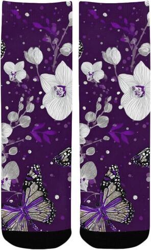 جوارب أرجوانية للمشي لمسافات طويلة على شكل فراشة - جوارب شتوية حرارية سميكة دافئة للأطفال الصغار للأولاد والبنات للمدرسة، والارتداء اليومي والأنشطة الخارجية in Kuwait