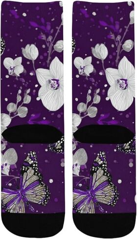 جوارب أرجوانية للمشي لمسافات طويلة على شكل فراشة - جوارب شتوية حرارية سميكة دافئة للأطفال الصغار للأولاد والبنات للمدرسة، والارتداء اليومي والأنشطة الخارجية in Kuwait