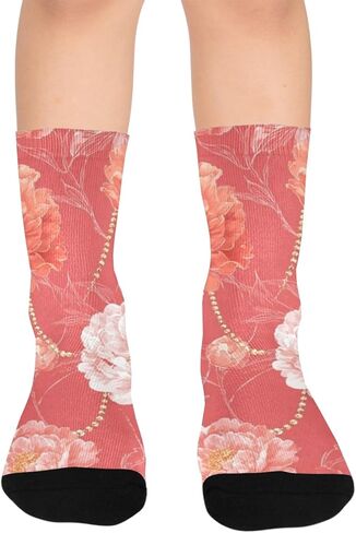 جوارب المشي لمسافات طويلة على شكل زهرة الفاوانيا الفنية - جوارب شتوية حرارية سميكة دافئة للأطفال الصغار للأولاد والبنات للمدرسة، والارتداء اليومي والأنشطة الخارجية in Kuwait