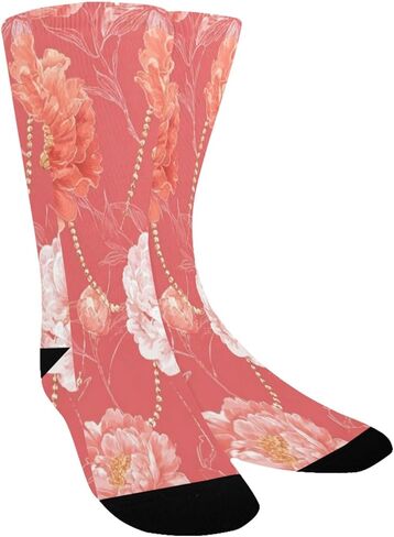 جوارب المشي لمسافات طويلة على شكل زهرة الفاوانيا الفنية - جوارب شتوية حرارية سميكة دافئة للأطفال الصغار للأولاد والبنات للمدرسة، والارتداء اليومي والأنشطة الخارجية in Kuwait