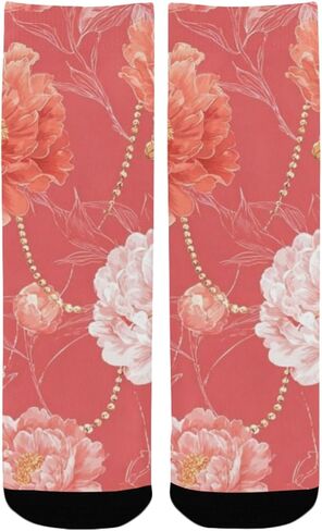 جوارب المشي لمسافات طويلة على شكل زهرة الفاوانيا الفنية - جوارب شتوية حرارية سميكة دافئة للأطفال الصغار للأولاد والبنات للمدرسة، والارتداء اليومي والأنشطة الخارجية in Kuwait