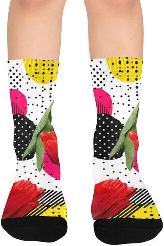 جوارب ريترو توليب بلوم للمشي لمسافات طويلة - جوارب شتوية حرارية سميكة دافئة للأطفال الصغار للأولاد والبنات للمدرسة، والارتداء اليومي والأنشطة الخارجية in Kuwait