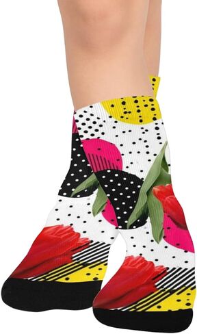 جوارب ريترو توليب بلوم للمشي لمسافات طويلة - جوارب شتوية حرارية سميكة دافئة للأطفال الصغار للأولاد والبنات للمدرسة، والارتداء اليومي والأنشطة الخارجية in Kuwait