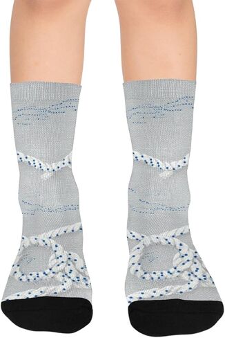 جوارب للمشي لمسافات طويلة مخططة بحبل بحري - جوارب شتوية حرارية سميكة دافئة للأولاد والبنات الصغار للمدرسة، والارتداء اليومي والأنشطة الخارجية in Kuwait