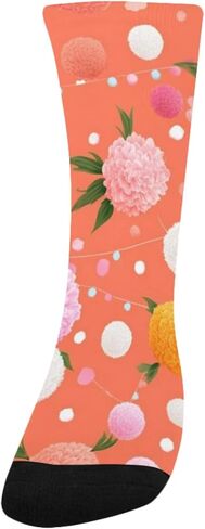 جوارب المشي لمسافات طويلة على شكل زهرة الفاوانيا المرجانية البرتقالية - جوارب شتوية حرارية سميكة دافئة للأولاد والبنات للمدرسة، والارتداء اليومي والأنشطة الخارجية in Kuwait