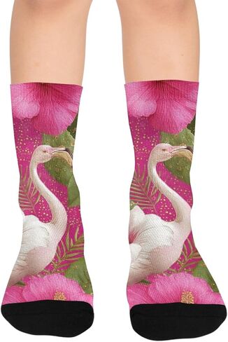 جوارب Flamingos Hibiscus Bloom للتنزه سيرًا على الأقدام - جوارب شتوية سميكة دافئة للأولاد والبنات الصغار للمدرسة، والارتداء اليومي والأنشطة الخارجية in Kuwait