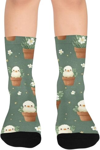 جوارب المشي لمسافات طويلة من Potted Chick Bloom Greeb - جوارب شتوية حرارية سميكة دافئة للأولاد والبنات للمدرسة، والارتداء اليومي والأنشطة الخارجية in Kuwait
