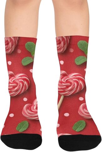 جوارب المشي لمسافات طويلة على شكل قلب مصاصة بالنعناع - جوارب شتوية حرارية سميكة دافئة للأولاد والبنات للمدرسة، والارتداء اليومي والأنشطة الخارجية in Kuwait