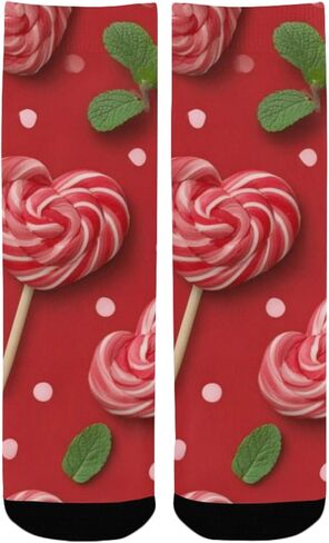 جوارب المشي لمسافات طويلة على شكل قلب مصاصة بالنعناع - جوارب شتوية حرارية سميكة دافئة للأولاد والبنات للمدرسة، والارتداء اليومي والأنشطة الخارجية in Kuwait