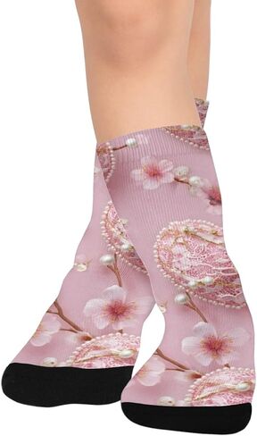 جوارب المشي لمسافات طويلة باللون الوردي من الدانتيل اللؤلؤي - جوارب شتوية حرارية سميكة دافئة للأطفال الصغار للأولاد والبنات للمدرسة، والارتداء اليومي والأنشطة الخارجية in Kuwait