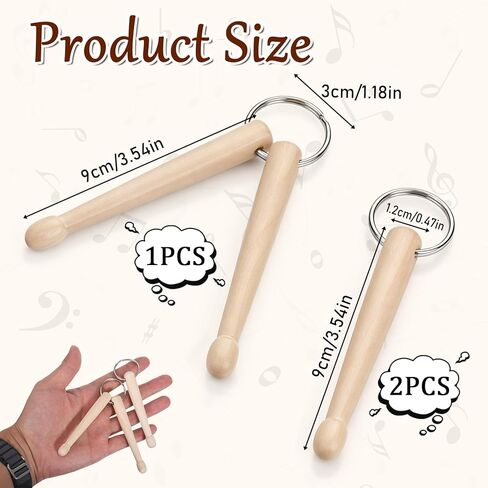 3 Pcs Mini Drum Sticks Keychain, Wood Drumstick Keychain Set with One and Two Sticks Minis Drumsticks Keychains for Tuning Drums Percussion Key Ring for Men Women Drummer in Saudi Arabia