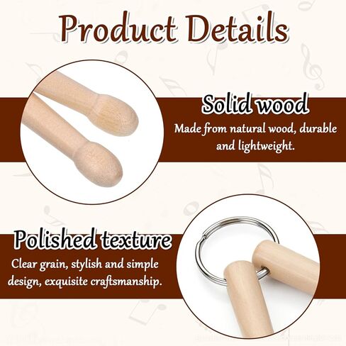 3 Pcs Mini Drum Sticks Keychain, Wood Drumstick Keychain Set with One and Two Sticks Minis Drumsticks Keychains for Tuning Drums Percussion Key Ring for Men Women Drummer in Saudi Arabia