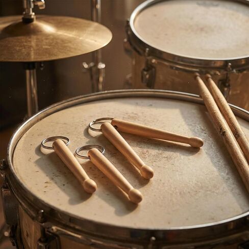 3 Pcs Mini Drum Sticks Keychain, Wood Drumstick Keychain Set with One and Two Sticks Minis Drumsticks Keychains for Tuning Drums Percussion Key Ring for Men Women Drummer in Saudi Arabia