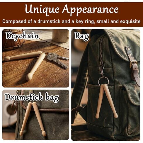 3 Pcs Mini Drum Sticks Keychain, Wood Drumstick Keychain Set with One and Two Sticks Minis Drumsticks Keychains for Tuning Drums Percussion Key Ring for Men Women Drummer in Saudi Arabia