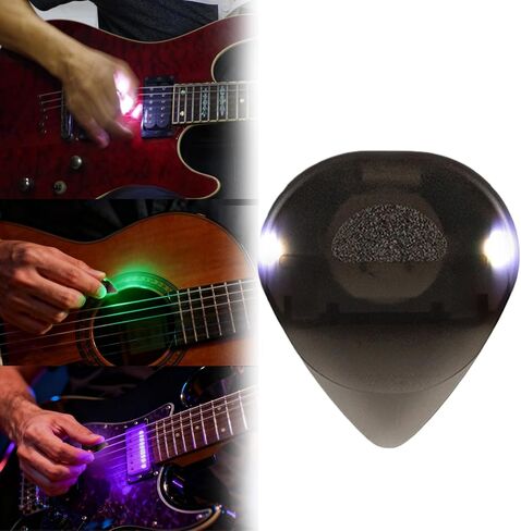 Auto Light up Guitar Pick, 0.6mm LED Luminous Dazzling Colourful Illuminated Guitar Plectrum for Acoustic Guitar, Electric Guitar and Bass, Ukulele, Enhance Stage Performance (White) in Saudi Arabia