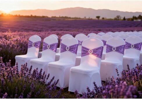 Gankar Double-Sided Silver Sequin Spandex Chair Sashes 50 Pack for Wedding Christmas Birthday Party Decoration,Silver Sashes for Chairs with Round Buckles for Chairs Decor in Kuwait