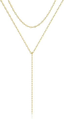 Lariat Gold Necklaces for Women, Dainty 14k Gold Plated Long Layered Chain Necklace Trendy Y-Shaped Pendant Necklace Statement Charm Jewelry for Women Gift in Kuwait