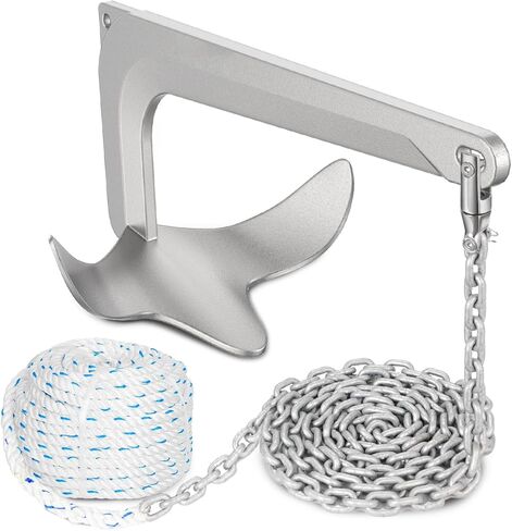 طقم مرساة القارب من الصلب المجلفن بروس ستايل مخلب مرساة، HT G4 سلسلة بحرية قصيرة الارتباط، حبل نايلون 3 حبلا، موصل دوار لصيد القوارب، الإبحار 18 20 21 22 23 24 25 26 27 28 32 35FT قوارب in Kuwait